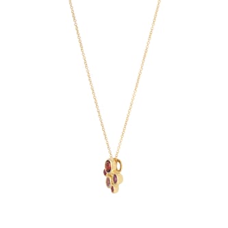 Goldsmiths 18ct Yellow Gold Ruby Garnet and Pink Tourmaline Bezel Set Pendant
