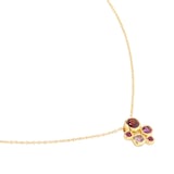 Goldsmiths 18ct Yellow Gold Ruby Garnet and Pink Tourmaline Bezel Set Pendant
