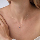 Goldsmiths 9ct Yellow Gold Cushion Cut Blue Topaz and Diamond Pendant