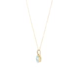 Goldsmiths 9ct Yellow Gold Cushion Cut Blue Topaz and Diamond Pendant