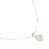 Goldsmiths 9ct Yellow Gold Cushion Cut Blue Topaz and Diamond Pendant