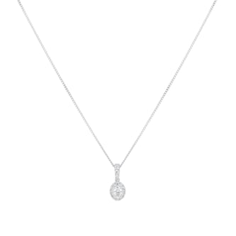 Goldsmiths 9ct White Gold 0.20cttw Oval Halo Diamond Pendant Goldsmiths 9ct White Gold 0.20cttw Oval Halo Diamond Pendant