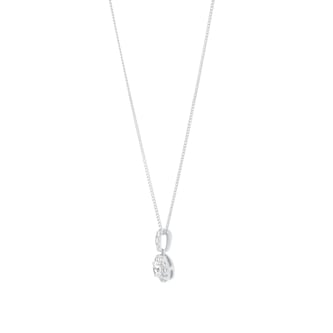 Goldsmiths 9ct White Gold 0.20cttw Oval Halo Diamond Pendant Goldsmiths 9ct White Gold 0.20cttw Oval Halo Diamond Pendant