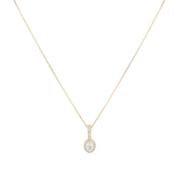 12143796 - 9ct Yellow Gold 0.20cttw Oval Halo Diamond Pendant