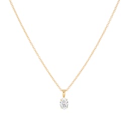 12143797 - 18ct Yellow Gold 0.70cttw GIA Oval Cut Diamond Pendant