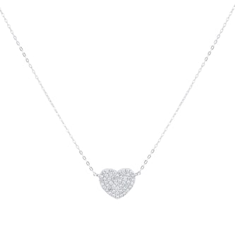 Goldsmiths 9ct White Gold 0.10cttw Diamond Heart Necklace