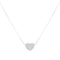 12143799 - 9ct White Gold 0.10cttw Diamond Heart Necklace