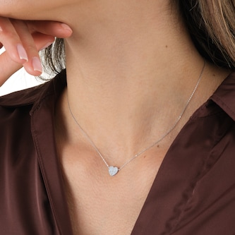 Goldsmiths 9ct White Gold 0.10cttw Diamond Heart Necklace