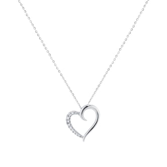 Goldsmiths 9ct White Gold 0.08cttw Diamond Heart Pendant
