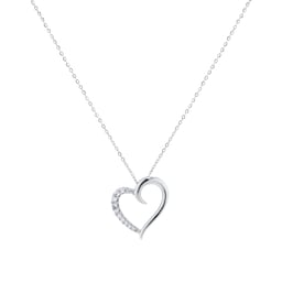 12143801 - 9ct White Gold 0.08cttw Diamond Heart Pendant