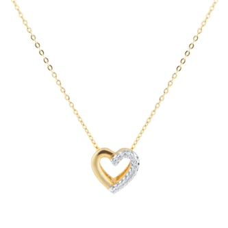 Goldsmiths 9ct Yellow Gold Diamond Heart Pendant