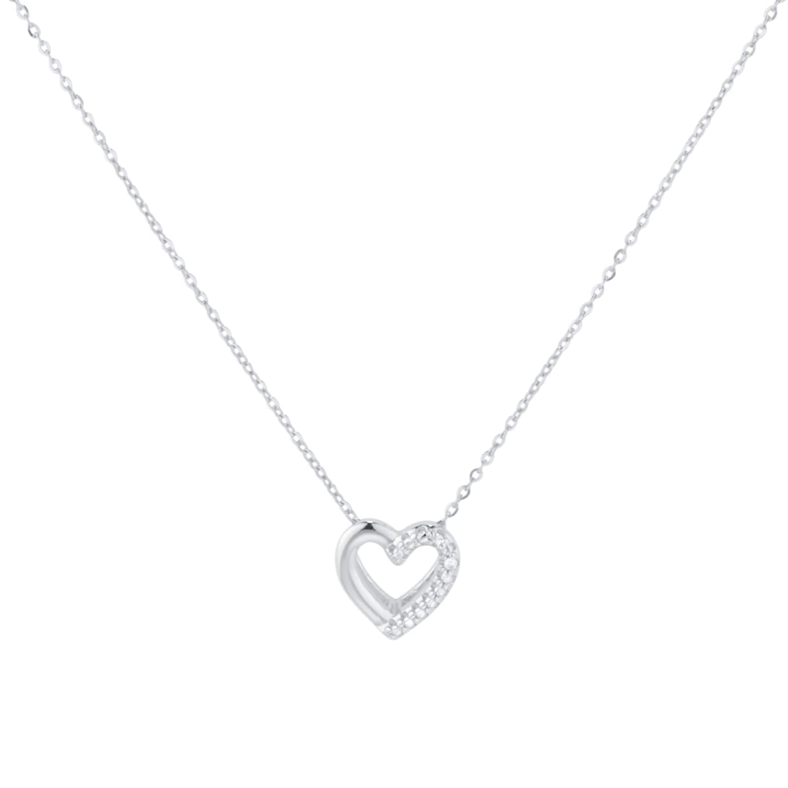 Goldsmiths 9ct White Gold Diamond Heart Pendant