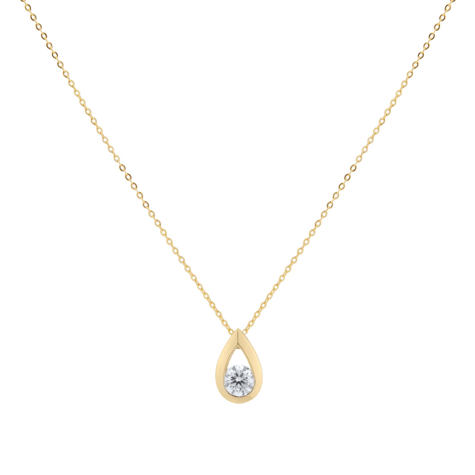 Goldsmiths 9ct Yellow Gold 0.25cttw Diamond Tear Drop Pendant