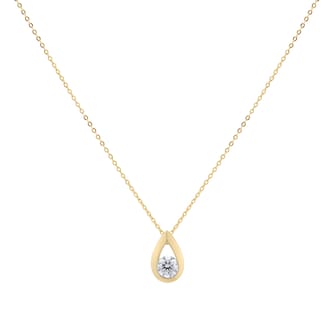 Goldsmiths 9ct Yellow Gold 0.25cttw Diamond Tear Drop Pendant