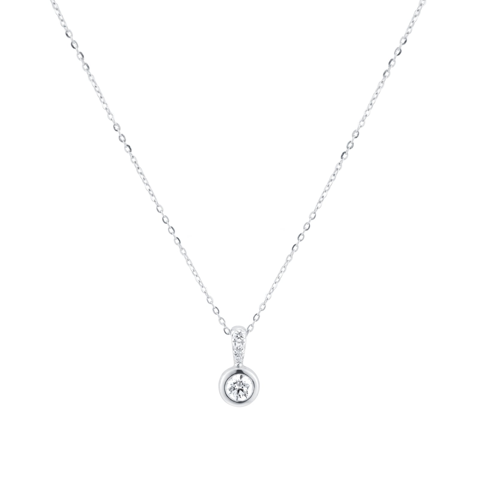 Goldsmiths 9ct White Gold 0.11cttw Bezel Set Diamond Pendant