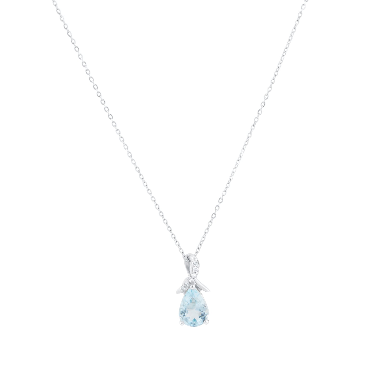 Best Luxury 
9ct White Gold Pear Cut Blue Topaz and Diamond Pendant