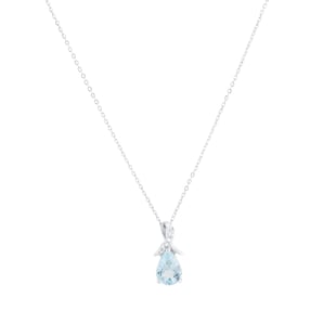 Best Luxury 
9ct White Gold Pear Cut Blue Topaz and Diamond Pendant