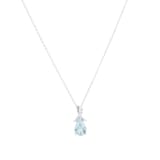 Goldsmiths 9ct White Gold Pear Cut Blue Topaz and Diamond Pendant