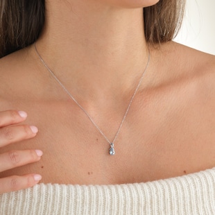Best Luxury 
9ct White Gold Pear Cut Blue Topaz and Diamond Pendant