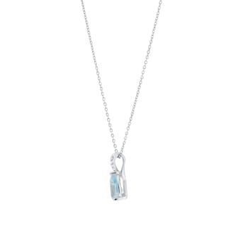 Goldsmiths 9ct White Gold Pear Cut Blue Topaz and Diamond Pendant Goldsmiths 9ct White Gold Pear Cut Blue Topaz and Diamond Pendant