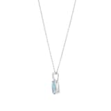 Goldsmiths 9ct White Gold Pear Cut Blue Topaz and Diamond Pendant