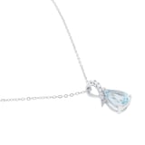 Goldsmiths 9ct White Gold Pear Cut Blue Topaz and Diamond Pendant