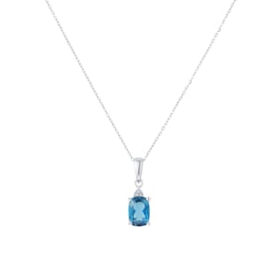 Goldsmiths 9ct White Gold Blue Topaz and Diamond Pendant