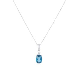 12143810 - 9ct White Gold Blue Topaz and Diamond Pendant