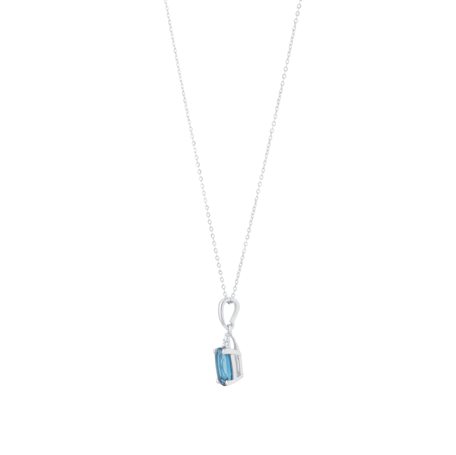 Goldsmiths 9ct White Gold Blue Topaz and Diamond Pendant