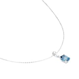 Goldsmiths 9ct White Gold Blue Topaz and Diamond Pendant