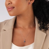 Goldsmiths 9ct White Gold Blue Topaz and Diamond Pendant