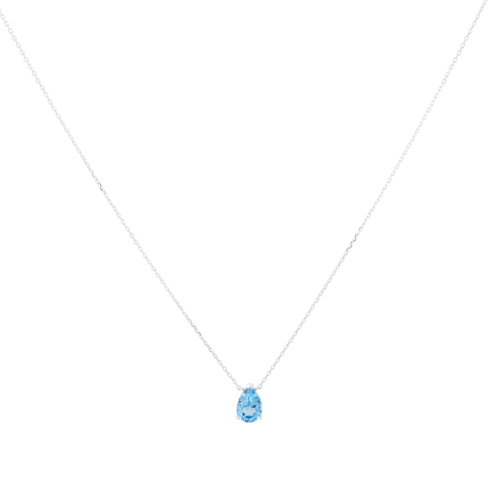 Goldsmiths 9ct White Gold Pear Cut Swiss Blue Topaz Pendant Goldsmiths 9ct White Gold Pear Cut Swiss Blue Topaz Pendant