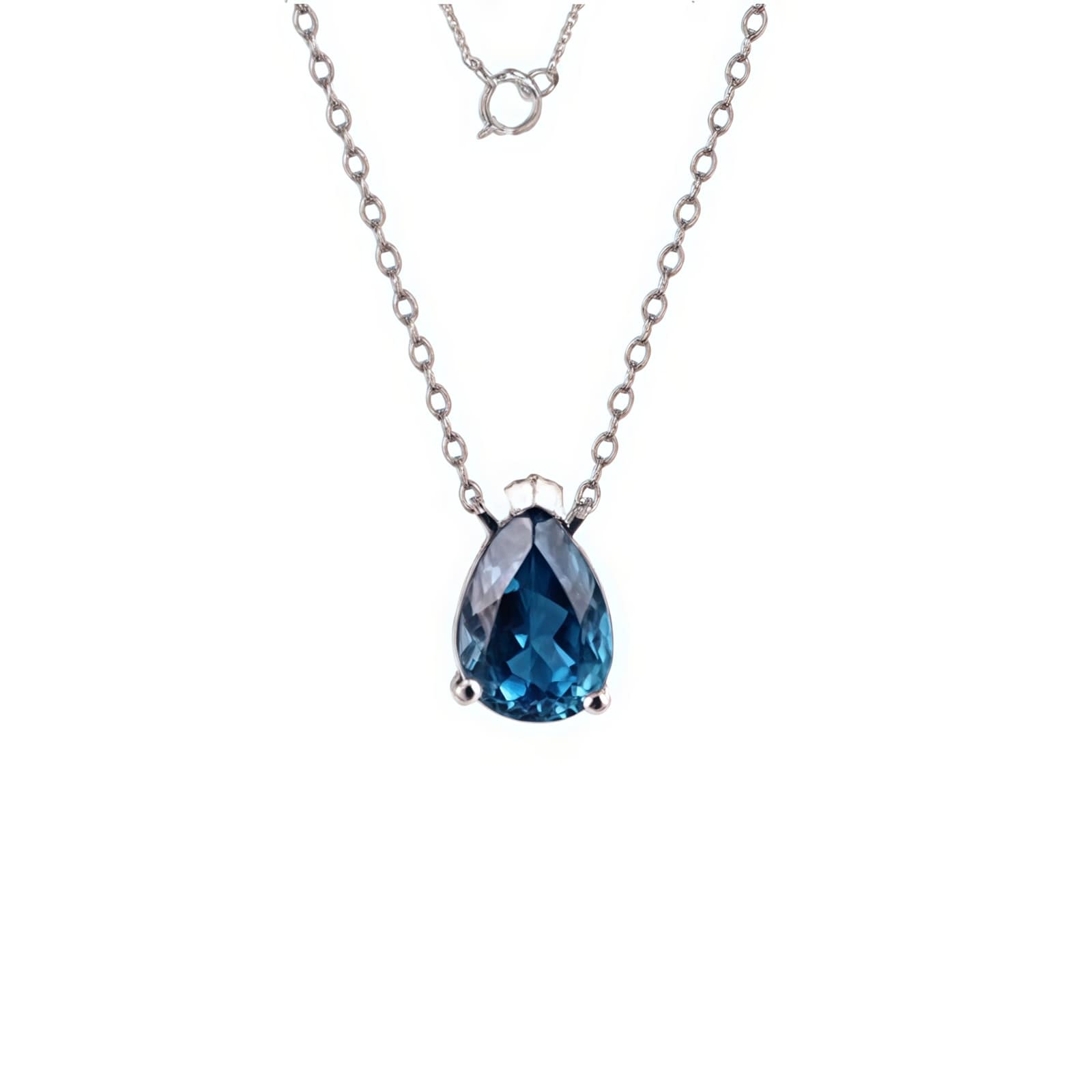 Best Luxury 
9ct White Gold Pear Cut Blue Topaz Pendant