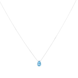 Goldsmiths 9ct White Gold Pear Cut Blue Topaz Pendant