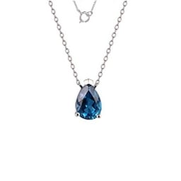 12143811 - 9ct White Gold Pear Cut Blue Topaz Pendant