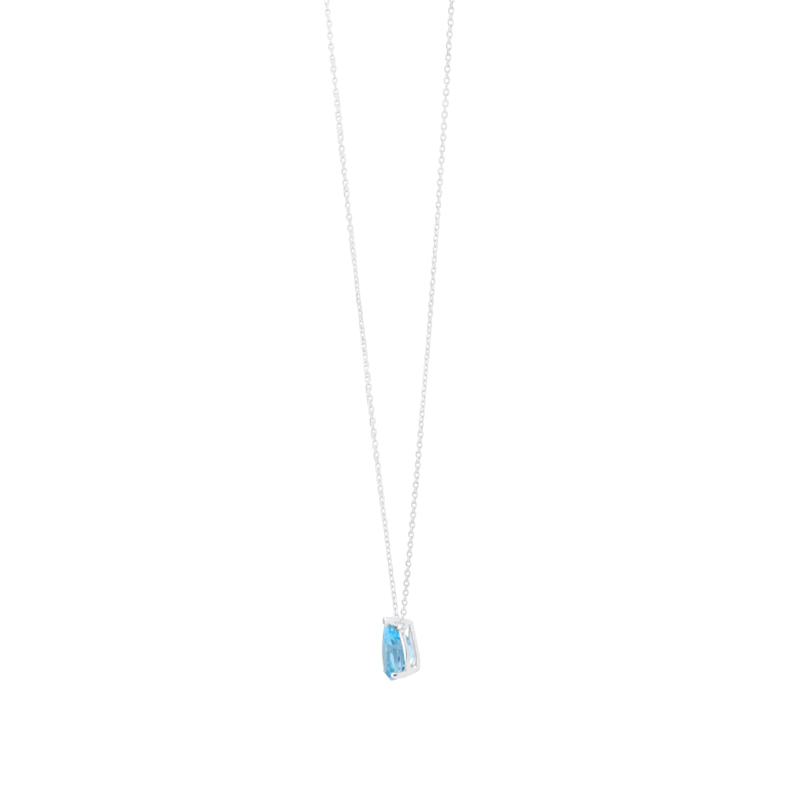 Goldsmiths 9ct White Gold Pear Cut Blue Topaz Pendant