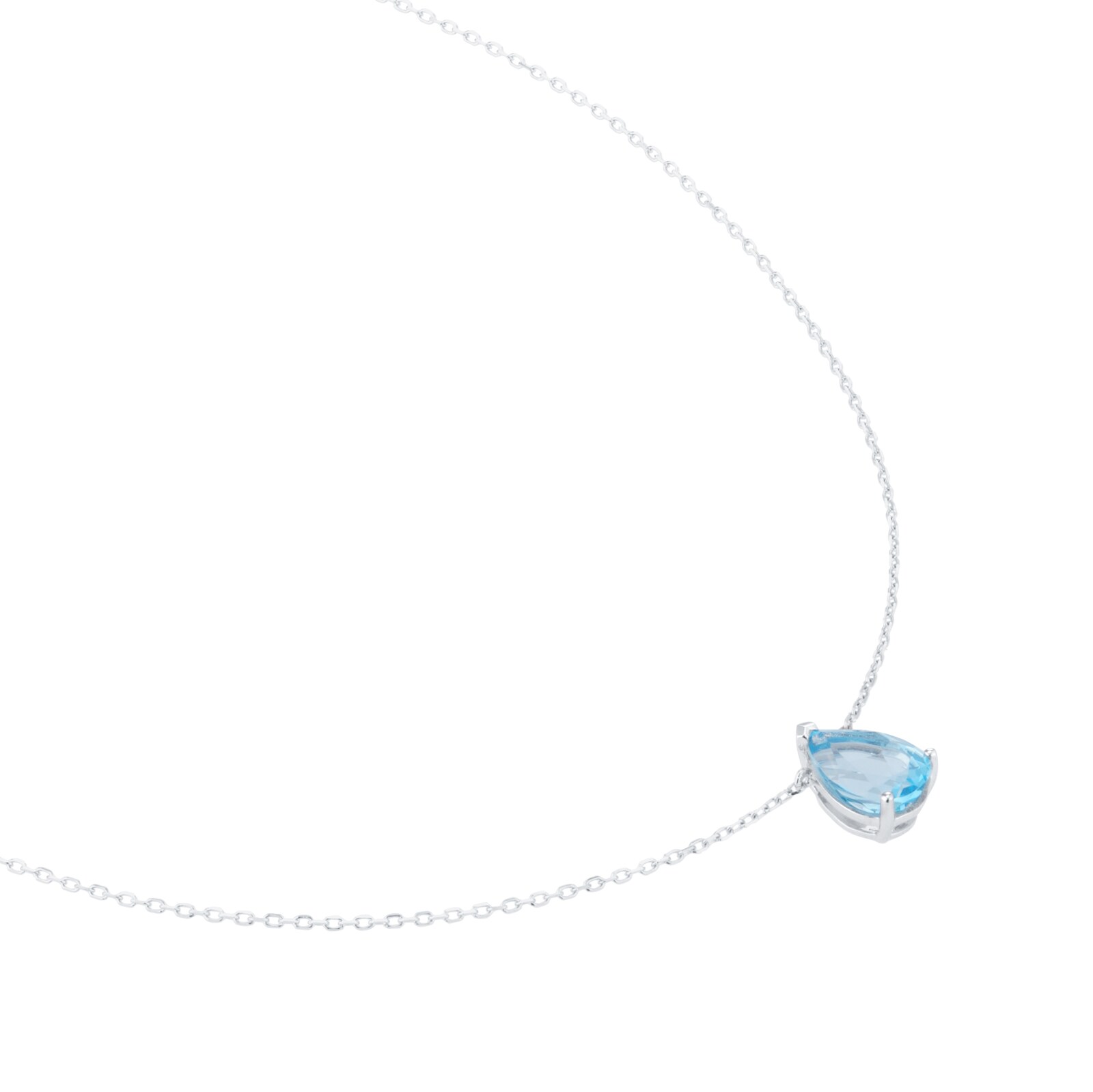 Goldsmiths 9ct White Gold Pear Cut Swiss Blue Topaz Pendant Goldsmiths 9ct White Gold Pear Cut Swiss Blue Topaz Pendant