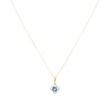 Goldsmiths 9ct Yellow Gold Blue Topaz and Diamond Floral Pendant