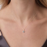 Goldsmiths 9ct Yellow Gold Blue Topaz and Diamond Floral Pendant