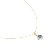 Goldsmiths 9ct Yellow Gold Blue Topaz and Diamond Floral Pendant