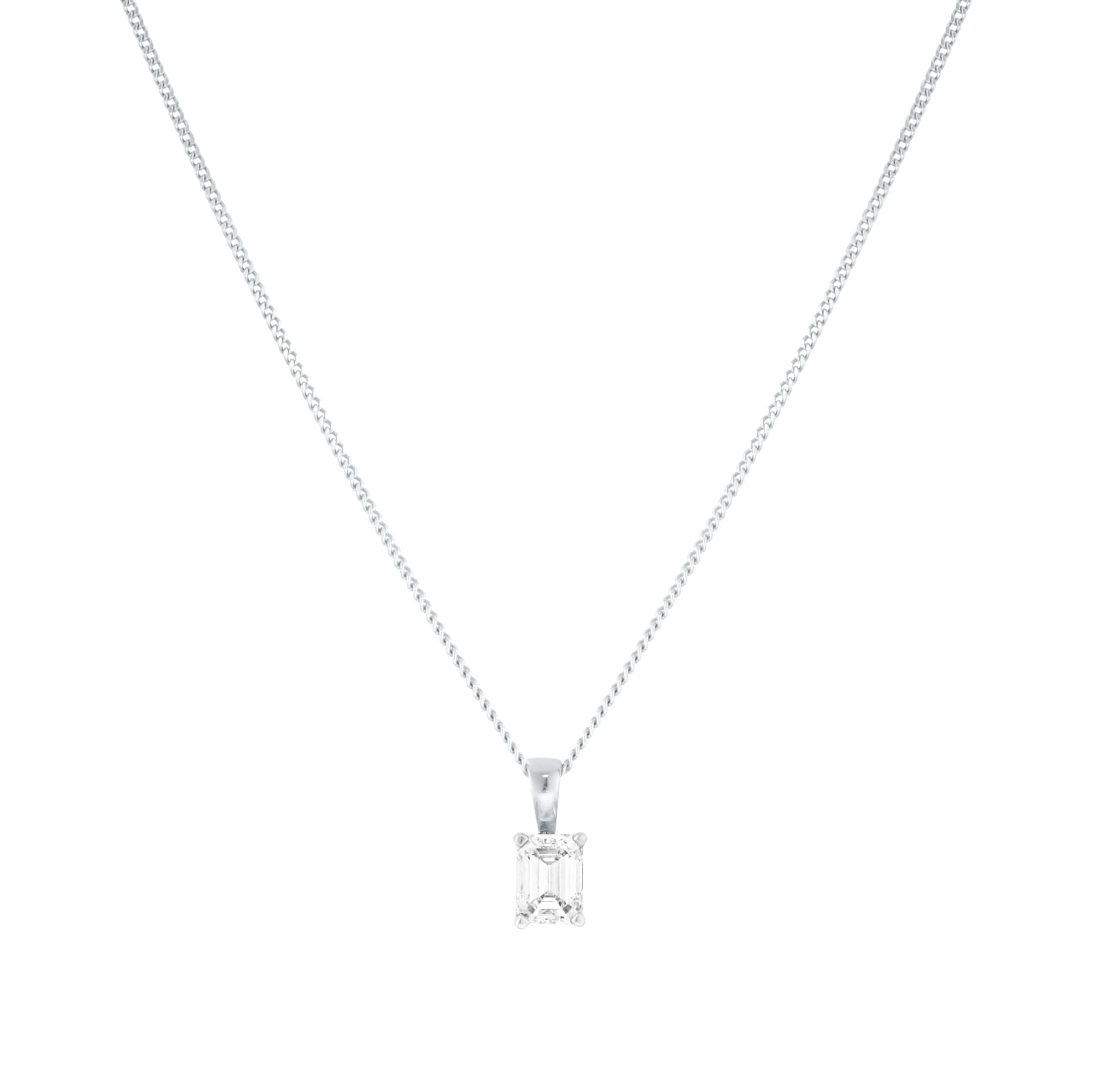 Mappin & Webb Platinum 0.70cttw GIA Emerald Cut Diamond Pendant