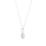 Goldsmiths 9ct White Gold 0.52cttw Oval Aquamarine and 0.10cttw Diamond Halo Pendant