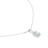 Goldsmiths 9ct White Gold 0.52cttw Oval Aquamarine and 0.10cttw Diamond Halo Pendant