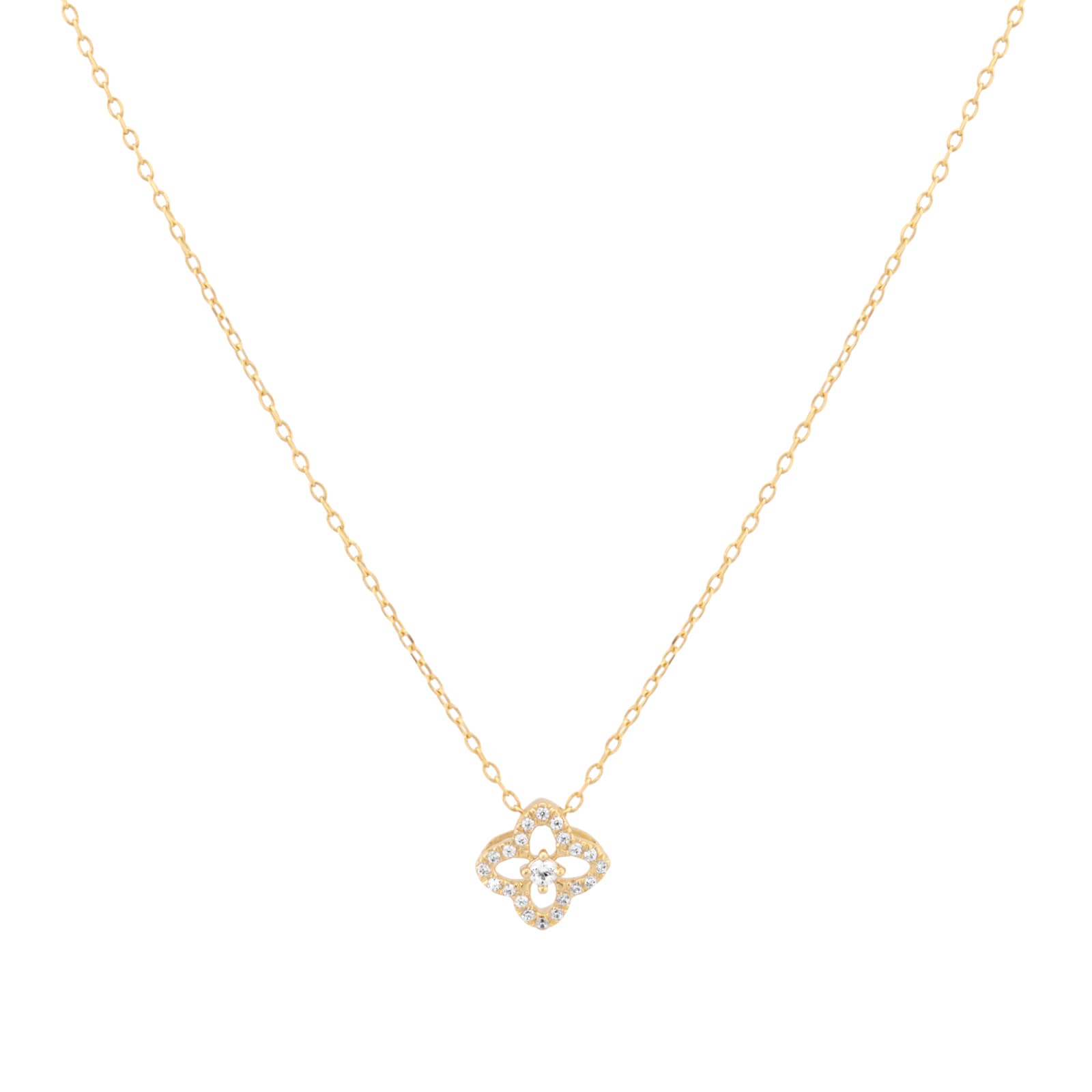 Goldsmiths 9ct Yellow Gold 0.10cttw Diamond Floral Motif Necklace