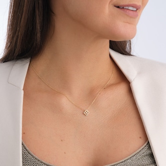 Goldsmiths 9ct Yellow Gold 0.10cttw Diamond Floral Motif Necklace Goldsmiths 9ct Yellow Gold 0.10cttw Diamond Floral Motif Necklace