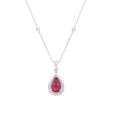 Mappin & Webb 18ct White Gold Pear Cut Pink Tourmaline & 0.47cttw Diamond Pendant