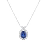 Mappin & Webb 18ct White Gold 0.60cttw Diamond Halo & 2.27cttw Oval Sapphire Pendant