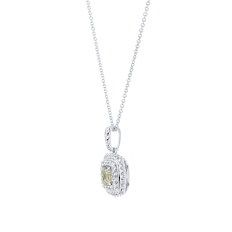 Mappin & Webb 18ct White Gold 0.91cttw Diamond & Yellow Diamond Halo Pendant