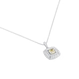 Mappin & Webb 18ct White Gold 0.91cttw Diamond & Yellow Diamond Halo Pendant