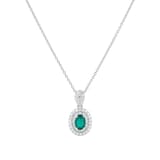 Mappin & Webb 18ct White Gold 0.34cttw Diamond & 0.46cttw Oval Cut Emerald Pendant